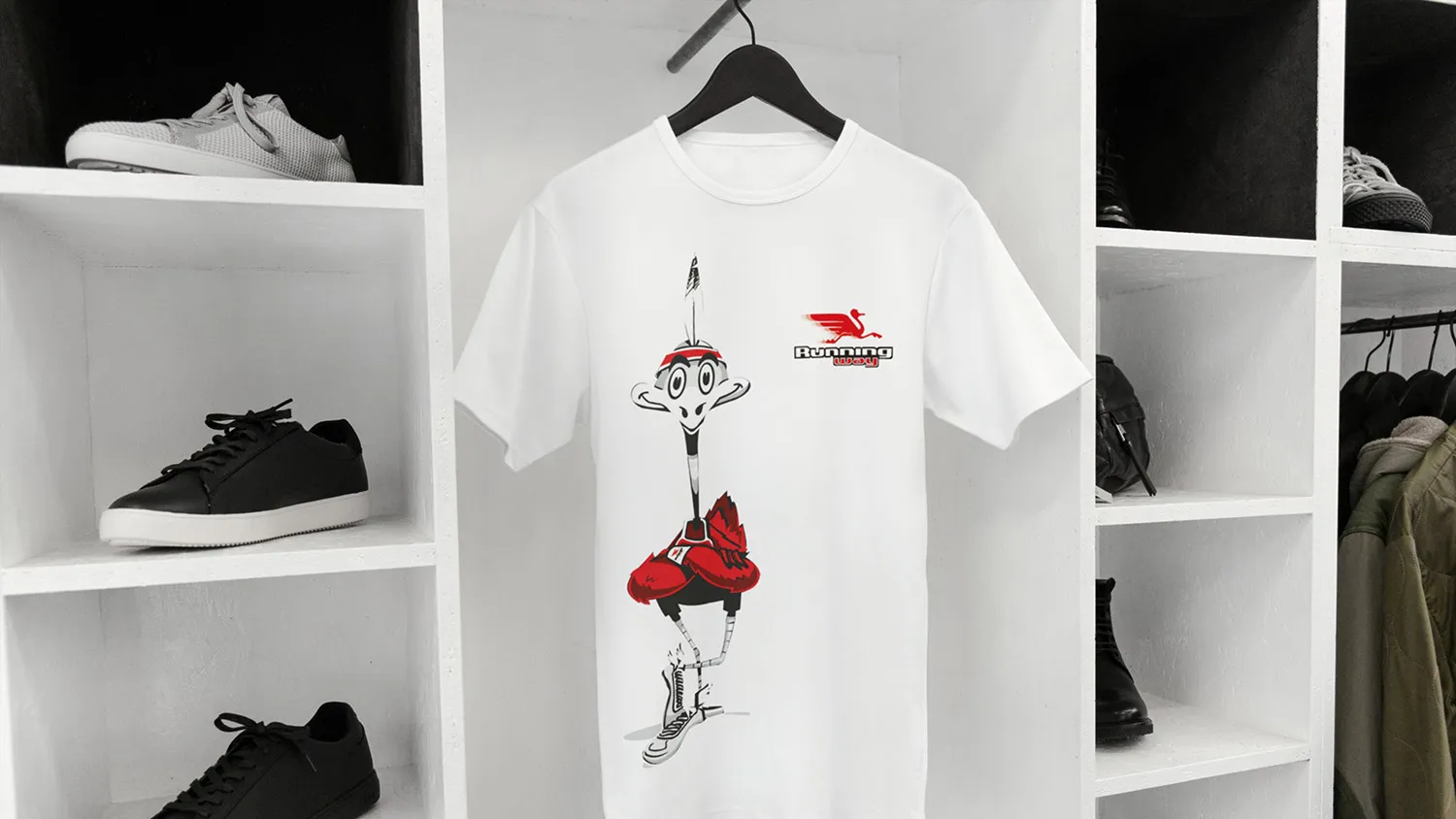 RUNNING WAY – Diseño de camiseta con mascota corporativa Runner